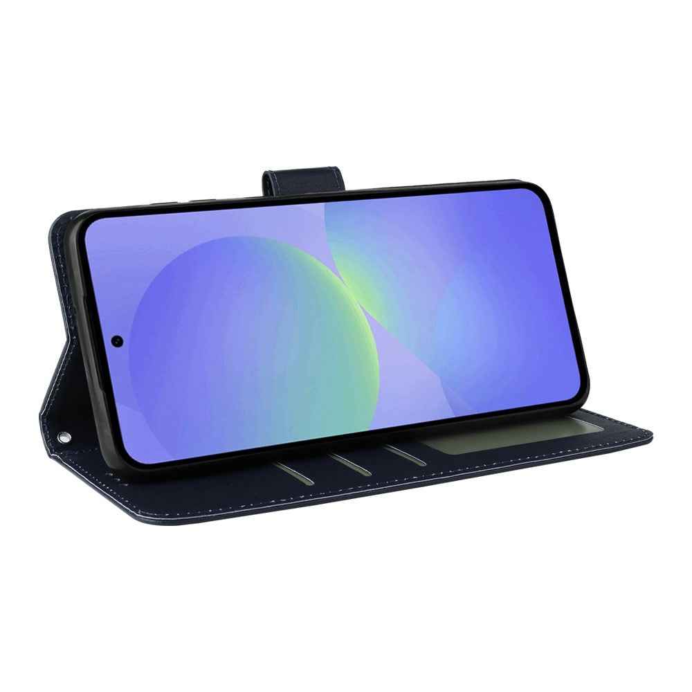 For Samsung Galaxy A57 5G Case Wallet Stand PU Leather Phone Cover with Wrist Strap - Blue