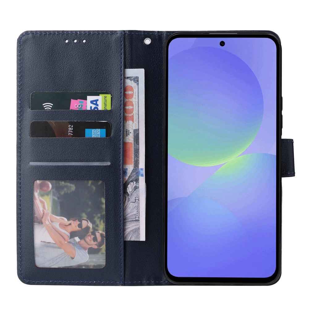 For Samsung Galaxy A57 5G Case Wallet Stand PU Leather Phone Cover with Wrist Strap - Blue