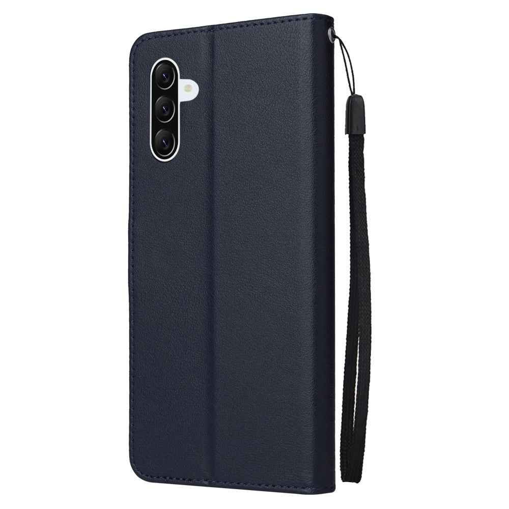 For Samsung Galaxy A57 5G Case Wallet Stand PU Leather Phone Cover with Wrist Strap - Blue