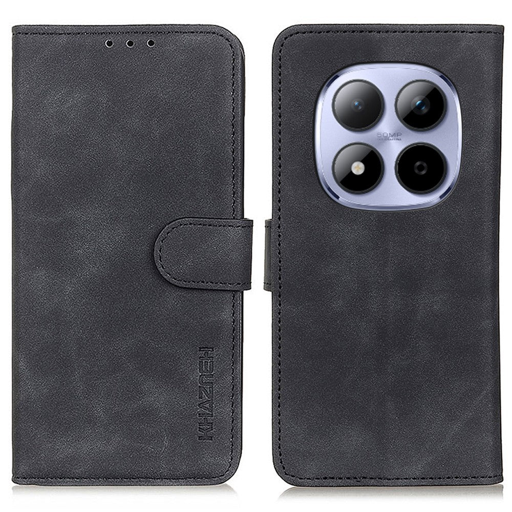 KHAZNEH For Xiaomi Redmi Note 15 Pro 4G (Global) Case PU Leather Retro Texture Phone Cover - Black