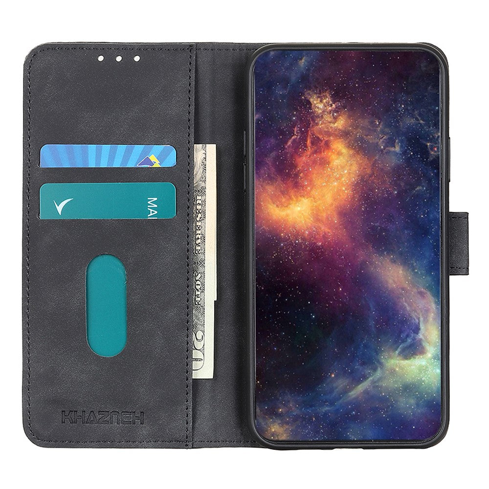 KHAZNEH For Xiaomi Redmi Note 15 Pro 4G (Global) Case PU Leather Retro Texture Phone Cover - Black