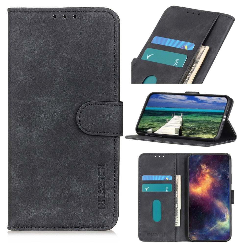 KHAZNEH For Xiaomi Redmi Note 15 Pro 4G (Global) Case PU Leather Retro Texture Phone Cover - Black