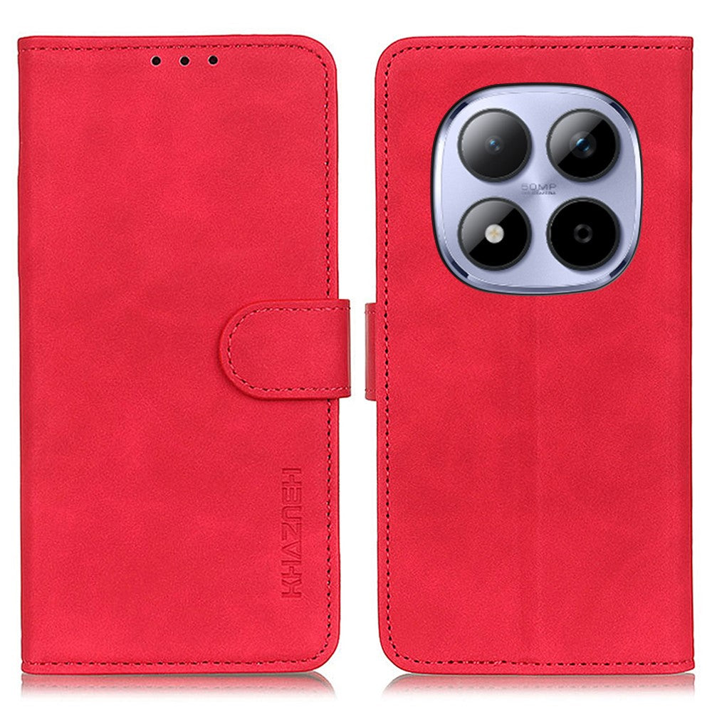 KHAZNEH For Xiaomi Redmi Note 15 Pro 4G (Global) Case PU Leather Retro Texture Phone Cover - Red