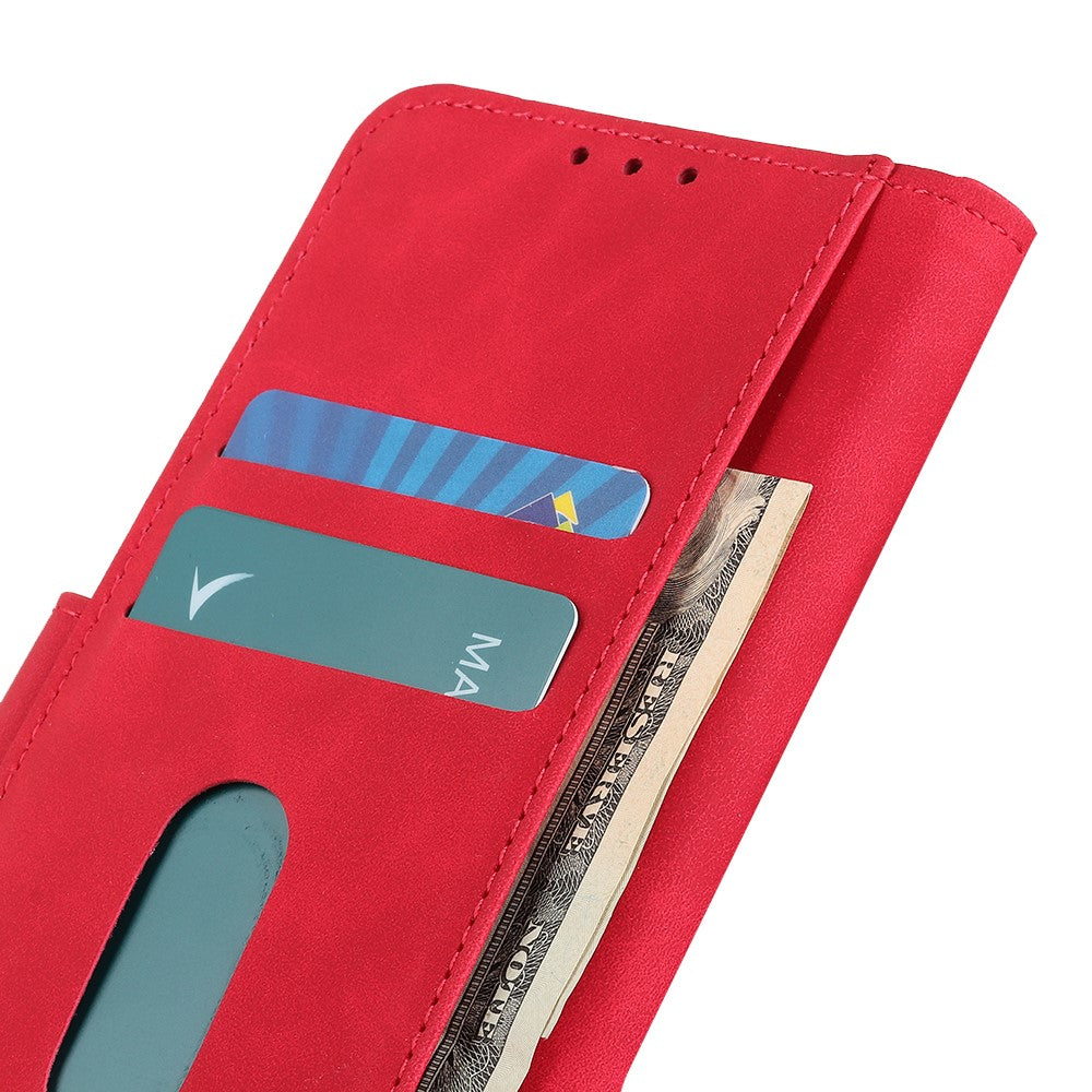 KHAZNEH For Xiaomi Redmi Note 15 Pro 4G (Global) Case PU Leather Retro Texture Phone Cover - Red