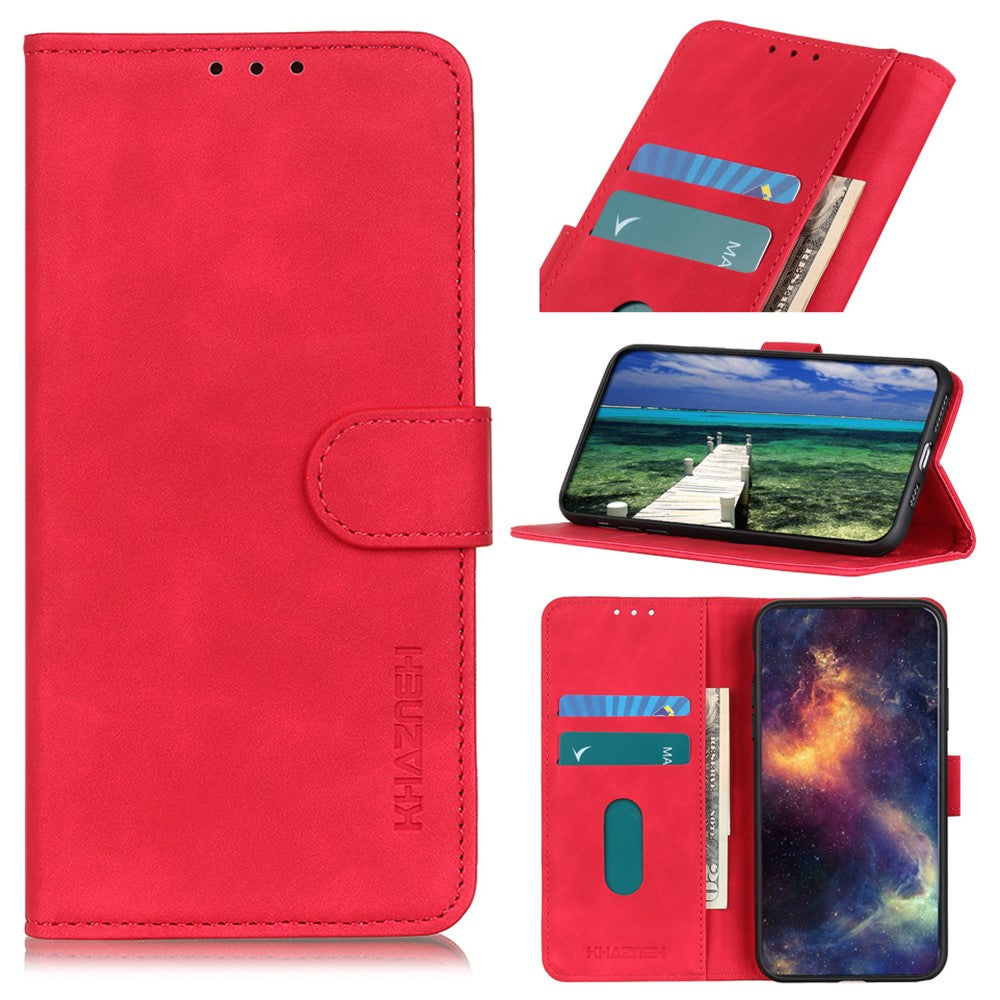 KHAZNEH For Xiaomi Redmi Note 15 Pro 4G (Global) Case PU Leather Retro Texture Phone Cover - Red