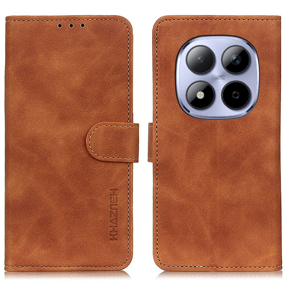 KHAZNEH For Xiaomi Redmi Note 15 Pro 4G (Global) Case PU Leather Retro Texture Phone Cover - Brown