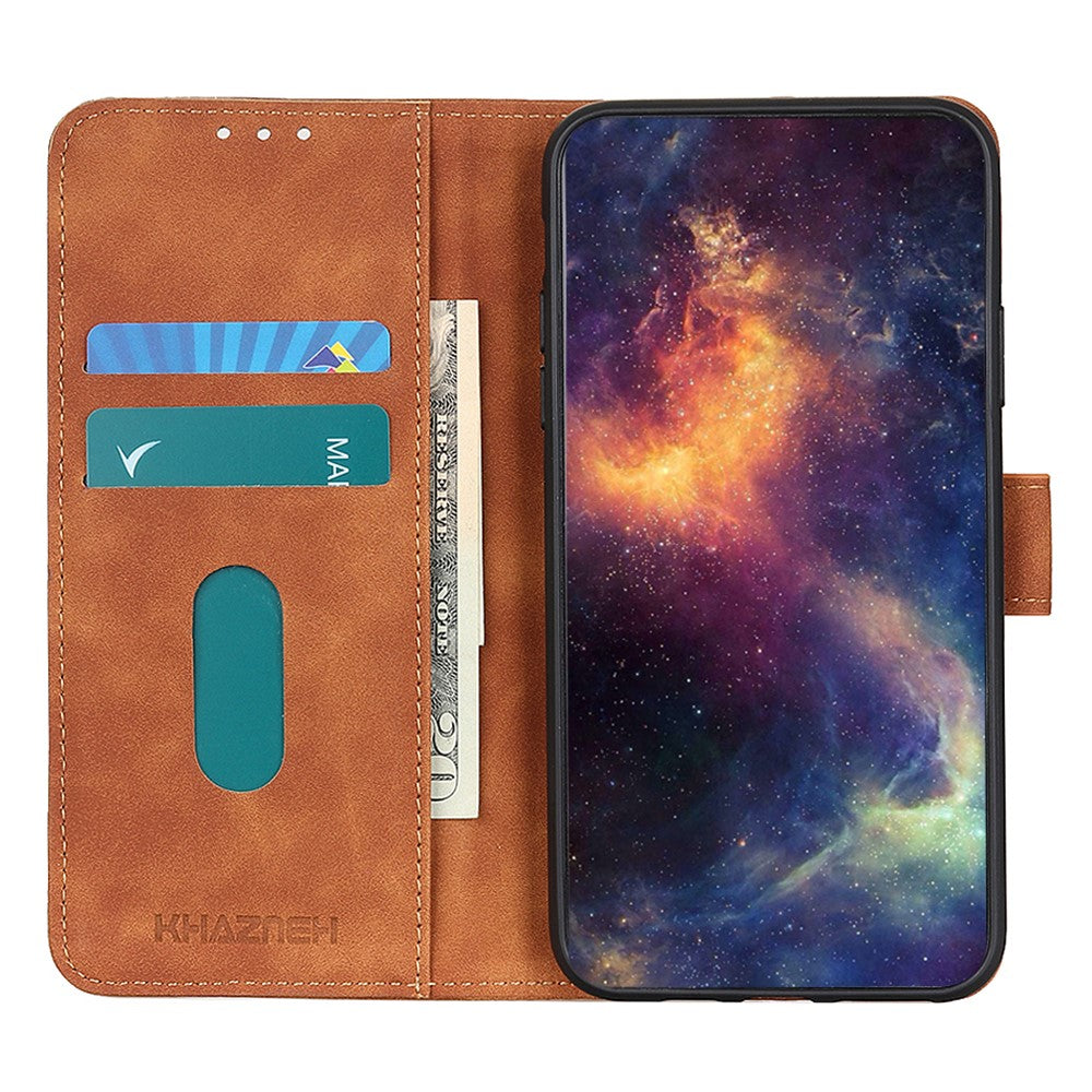 KHAZNEH For Xiaomi Redmi Note 15 Pro 4G (Global) Case PU Leather Retro Texture Phone Cover - Brown