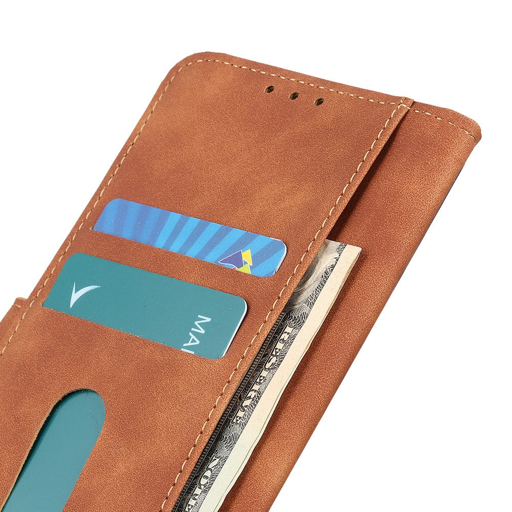 KHAZNEH For Xiaomi Redmi Note 15 Pro 4G (Global) Case PU Leather Retro Texture Phone Cover - Brown
