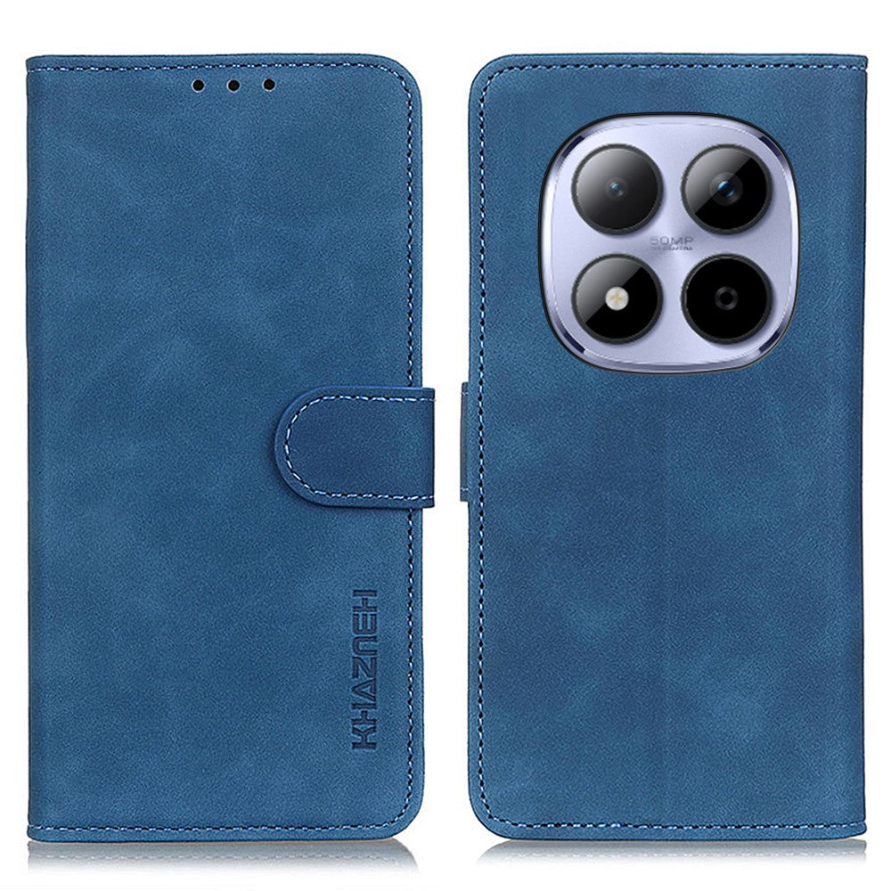 KHAZNEH For Xiaomi Redmi Note 15 Pro 4G (Global) Case PU Leather Retro Texture Phone Cover - Blue
