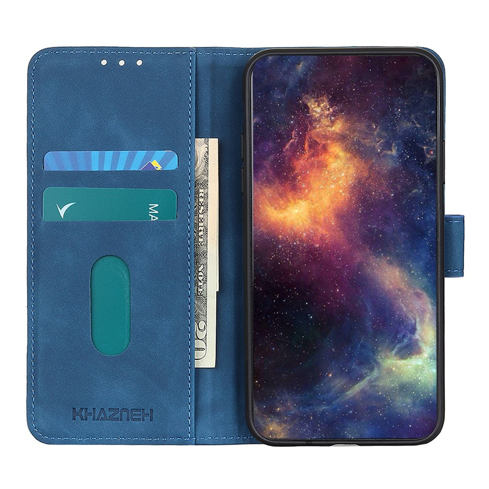 KHAZNEH For Xiaomi Redmi Note 15 Pro 4G (Global) Case PU Leather Retro Texture Phone Cover - Blue