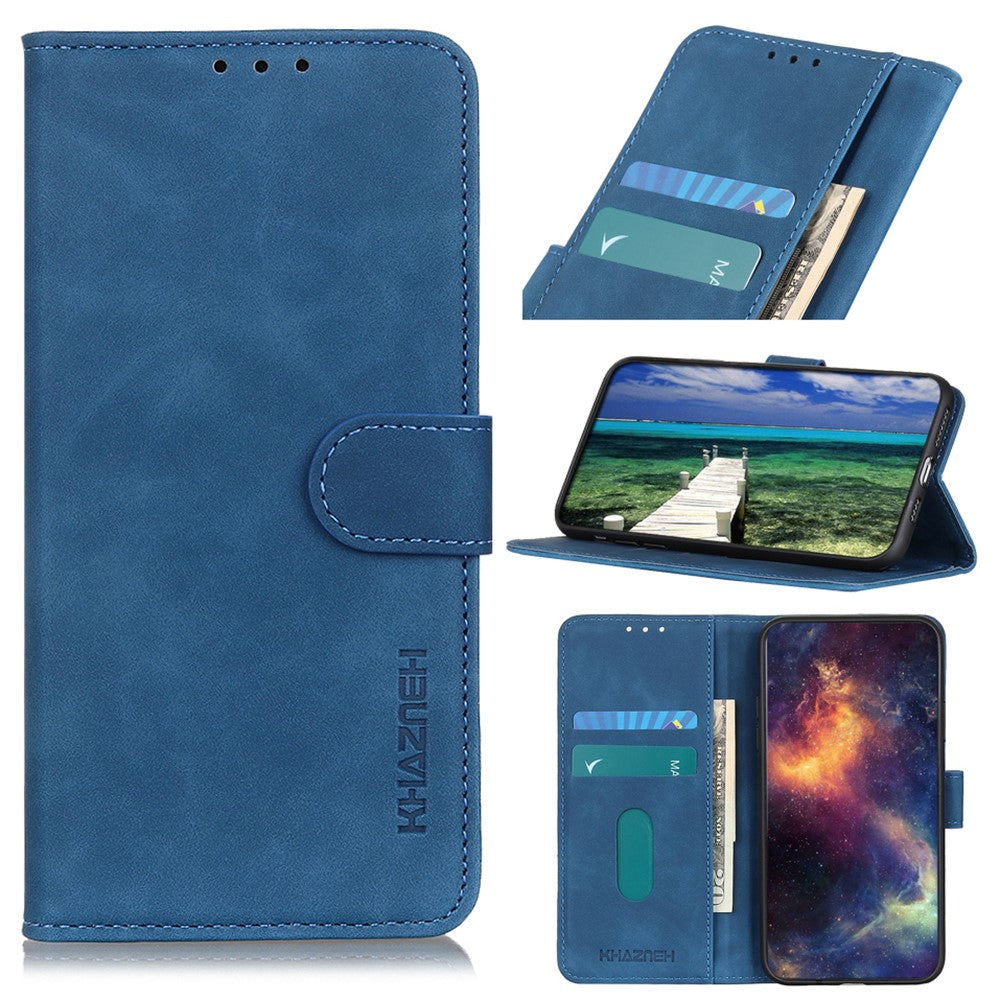 KHAZNEH For Xiaomi Redmi Note 15 Pro 4G (Global) Case PU Leather Retro Texture Phone Cover - Blue