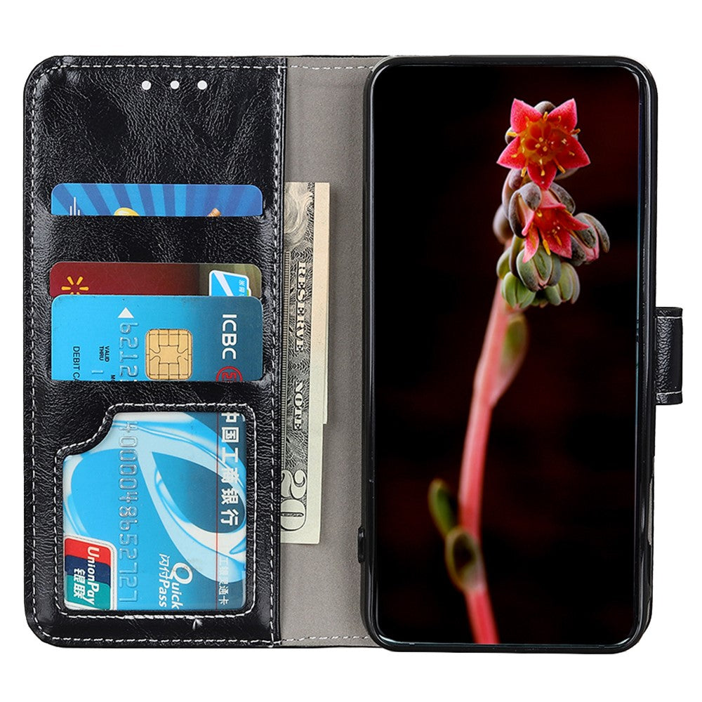 For Xiaomi Redmi Note 15 Pro 4G (Global) Case Wallet Leather Phone Cover Crazy Horse Texture - Black