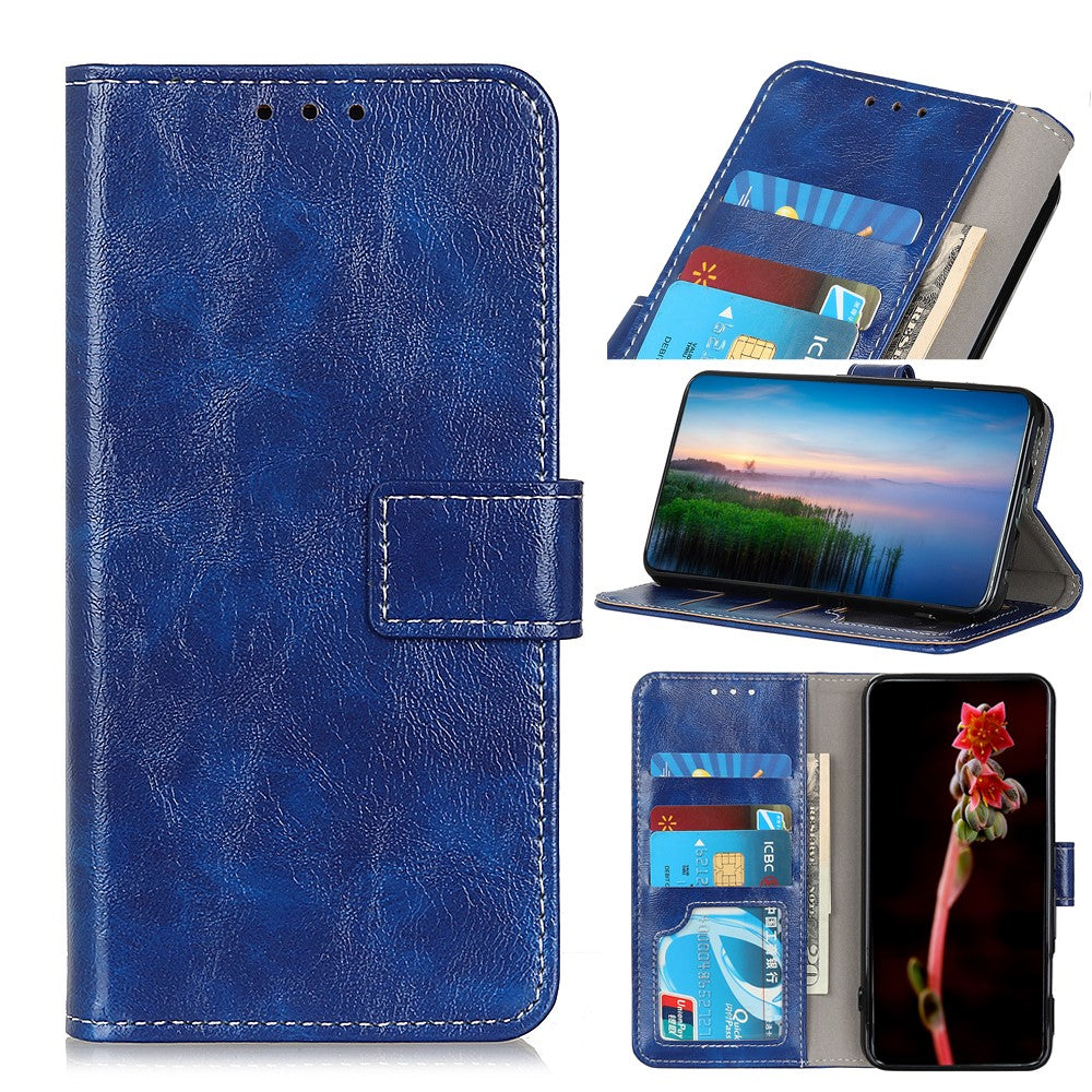 For Xiaomi Redmi Note 15 Pro 4G (Global) Case Wallet Leather Phone Cover Crazy Horse Texture - Blue