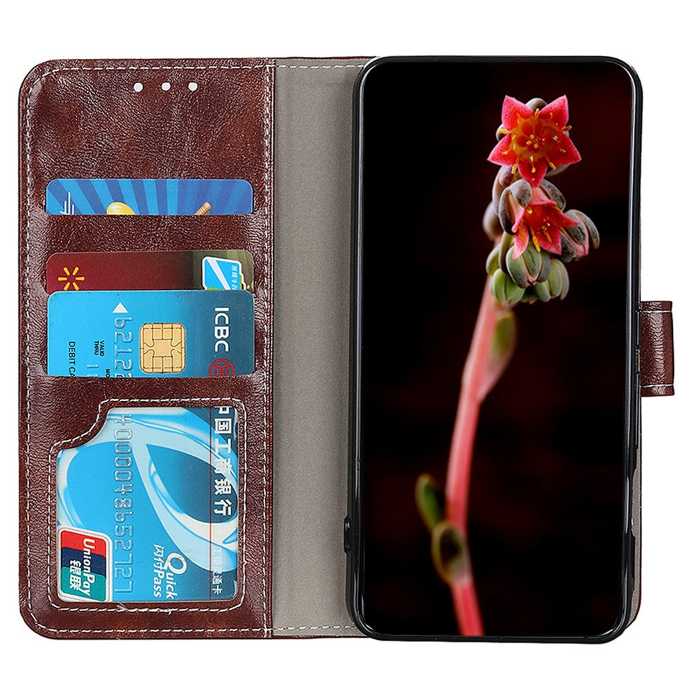 For Xiaomi Redmi Note 15 Pro 4G (Global) Case Wallet Leather Phone Cover Crazy Horse Texture - Brown