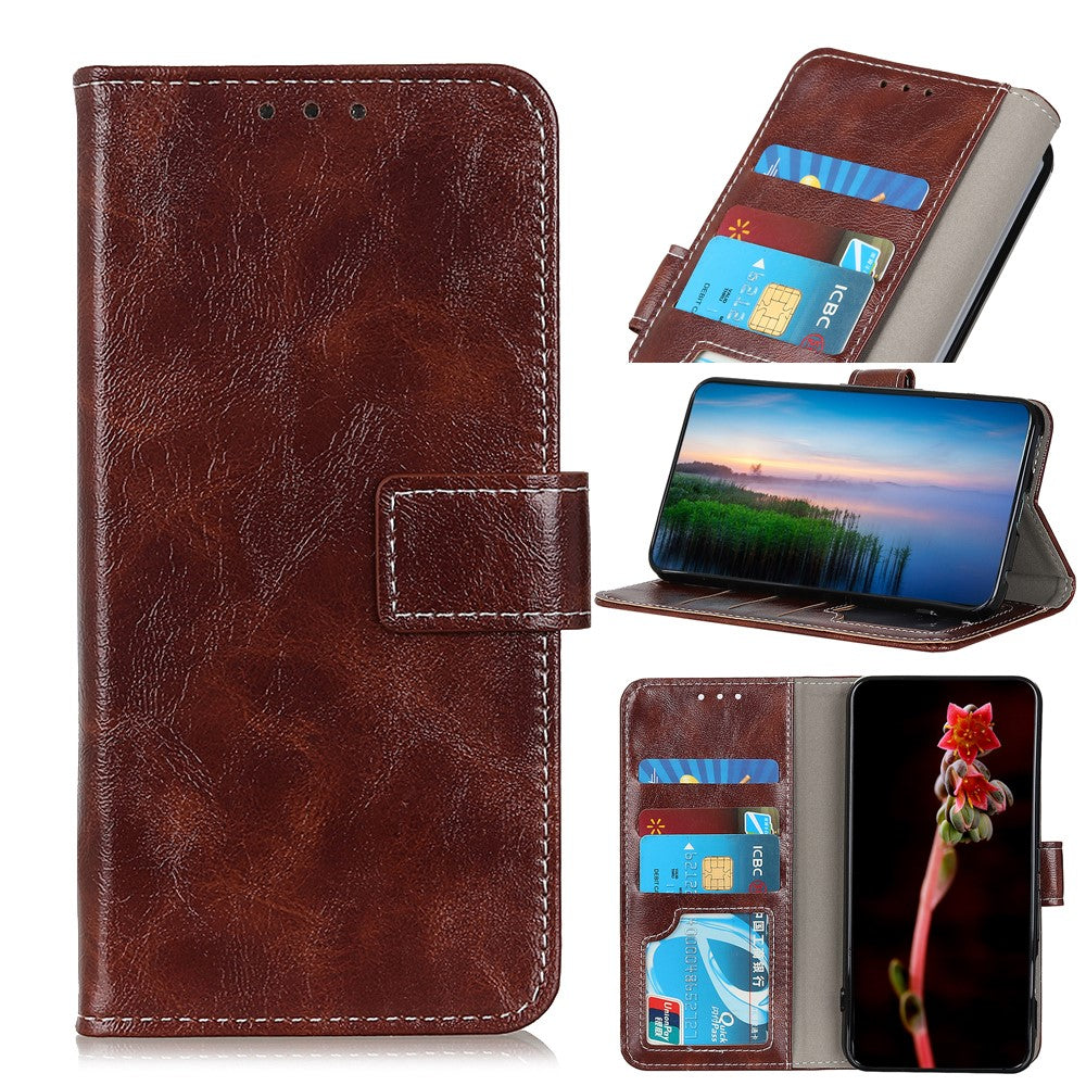 For Xiaomi Redmi Note 15 Pro 4G (Global) Case Wallet Leather Phone Cover Crazy Horse Texture - Brown