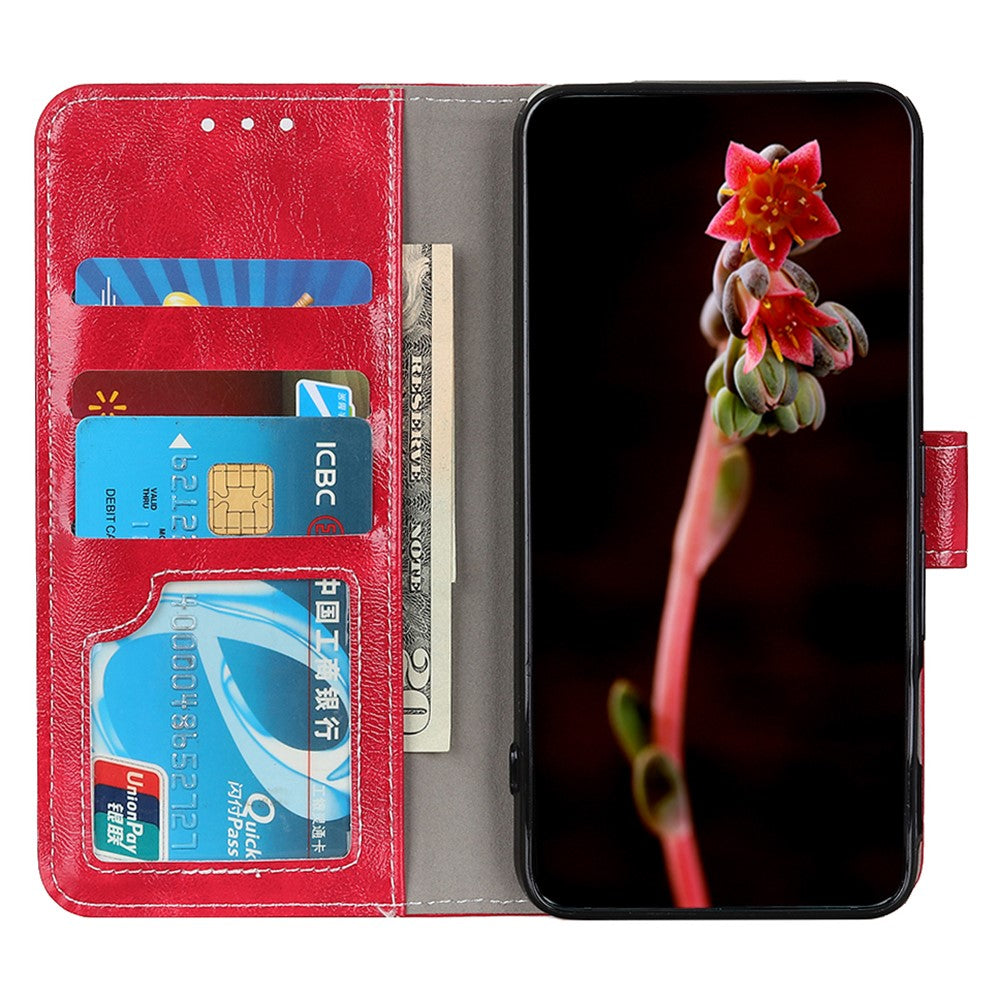 For Xiaomi Redmi Note 15 Pro 4G (Global) Case Wallet Leather Phone Cover Crazy Horse Texture - Red