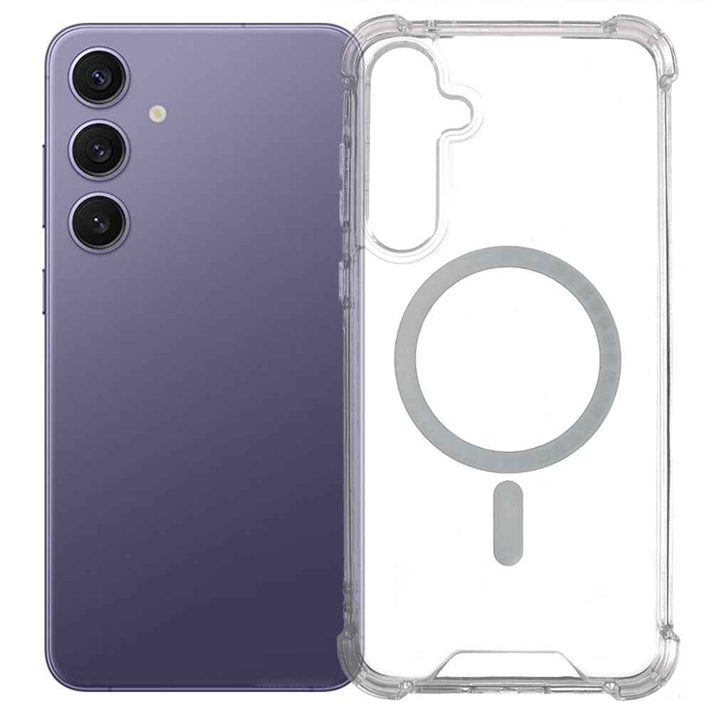 For Samsung Galaxy A57 5G Magnetic Case 1.5mm Shockproof TPU + Acrylic Phone Back Cover - Transparent
