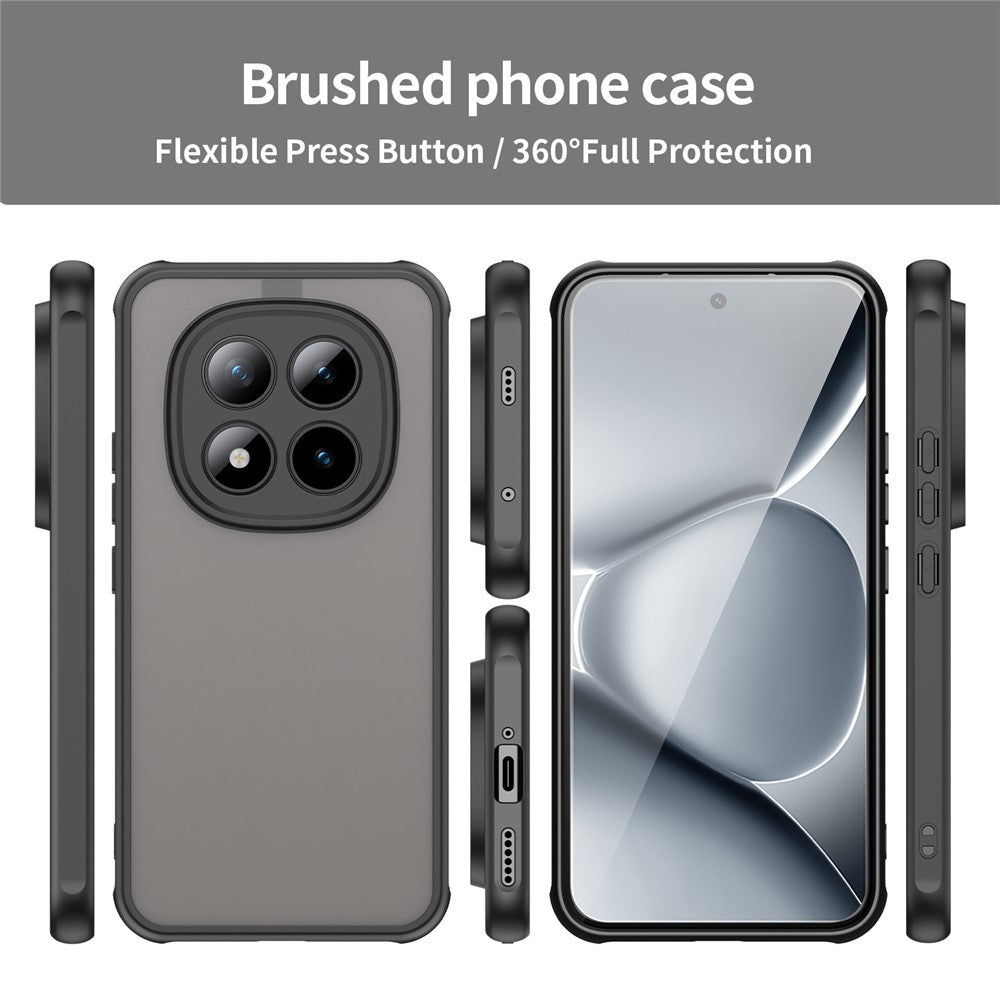 Phone Case For Xiaomi Poco M8 Pro 5G  /  Redmi Note 15 Pro+ 5G (Global) Drop Proof Airbags Frosted Translucent PC + TPU Phone Back Cover - Black