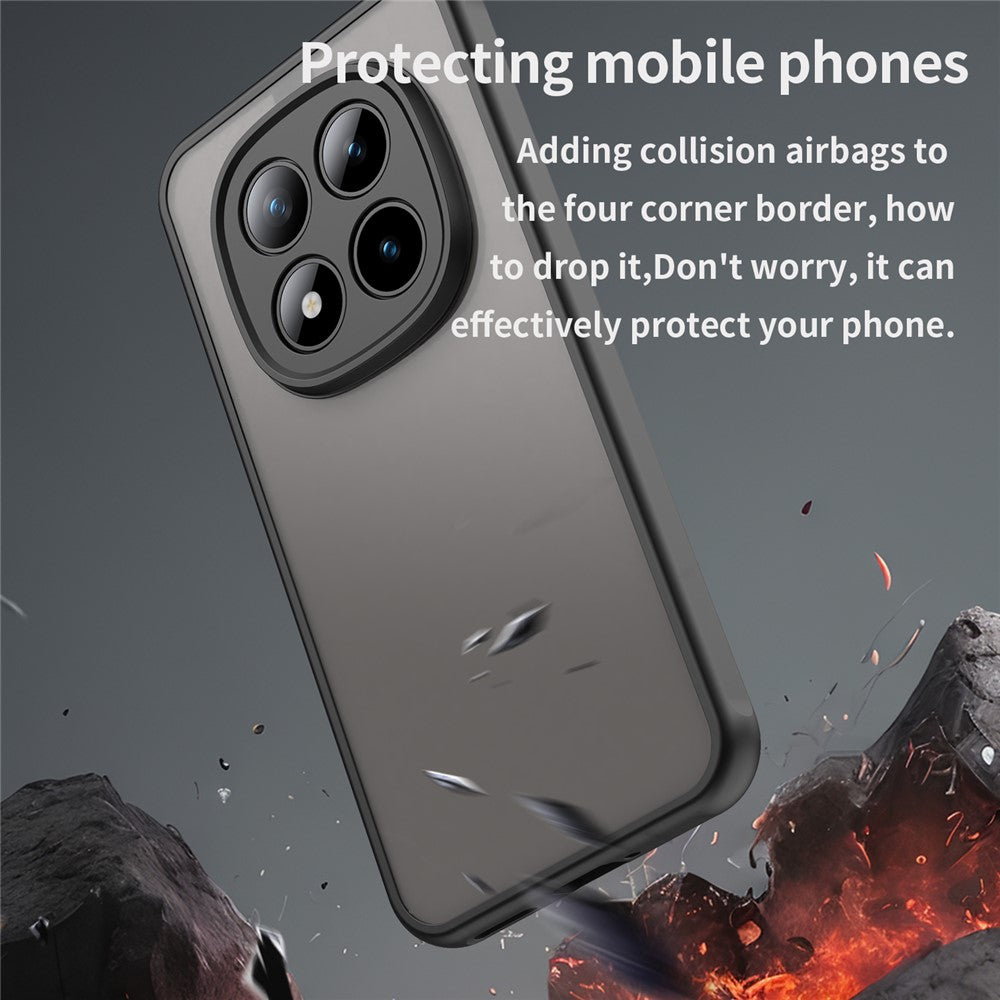Phone Case For Xiaomi Poco M8 Pro 5G  /  Redmi Note 15 Pro+ 5G (Global) Drop Proof Airbags Frosted Translucent PC + TPU Phone Back Cover - Black