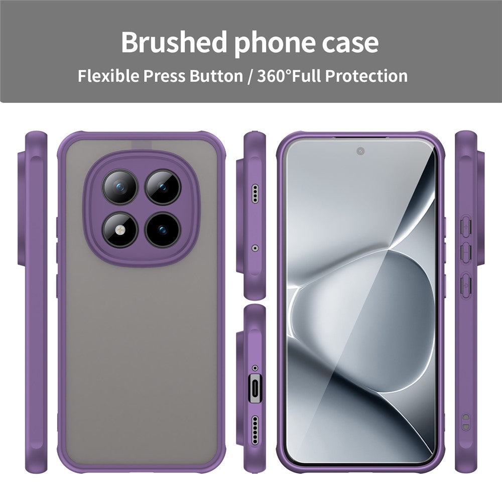 Phone Case For Xiaomi Poco M8 Pro 5G  /  Redmi Note 15 Pro+ 5G (Global) Drop Proof Airbags Frosted Translucent PC + TPU Phone Back Cover - Purple