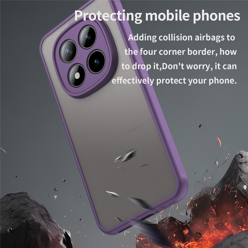 Phone Case For Xiaomi Poco M8 Pro 5G  /  Redmi Note 15 Pro+ 5G (Global) Drop Proof Airbags Frosted Translucent PC + TPU Phone Back Cover - Purple