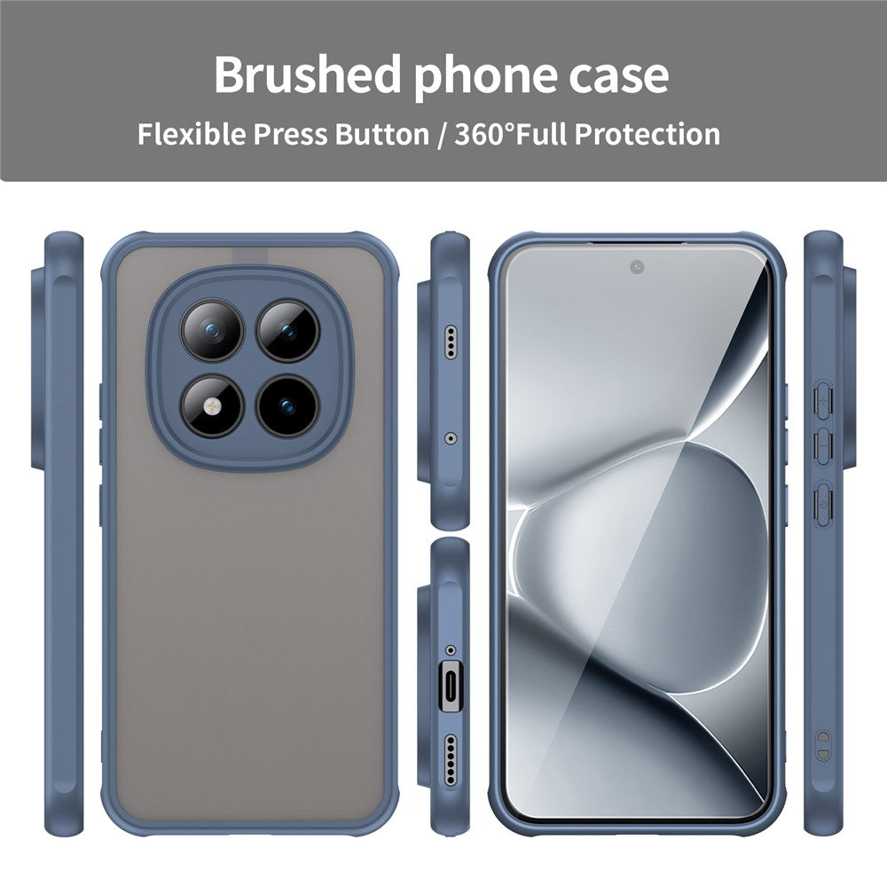 Phone Case For Xiaomi Poco M8 Pro 5G  /  Redmi Note 15 Pro+ 5G (Global) Drop Proof Airbags Frosted Translucent PC + TPU Phone Back Cover - Blue