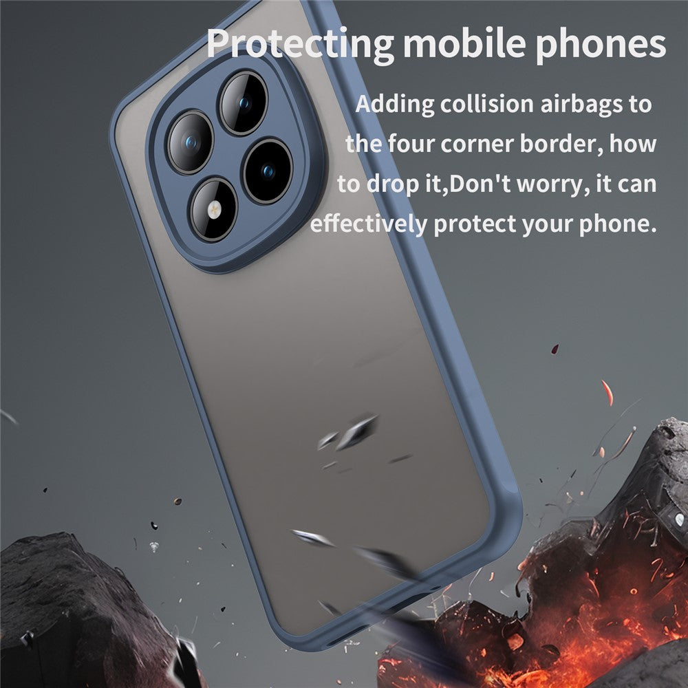 Phone Case For Xiaomi Poco M8 Pro 5G  /  Redmi Note 15 Pro+ 5G (Global) Drop Proof Airbags Frosted Translucent PC + TPU Phone Back Cover - Blue