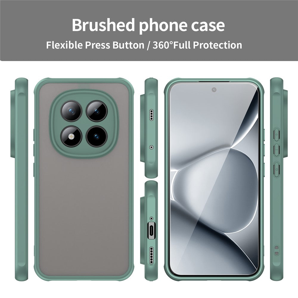 Phone Case For Xiaomi Poco M8 Pro 5G  /  Redmi Note 15 Pro+ 5G (Global) Drop Proof Airbags Frosted Translucent PC + TPU Phone Back Cover - Green