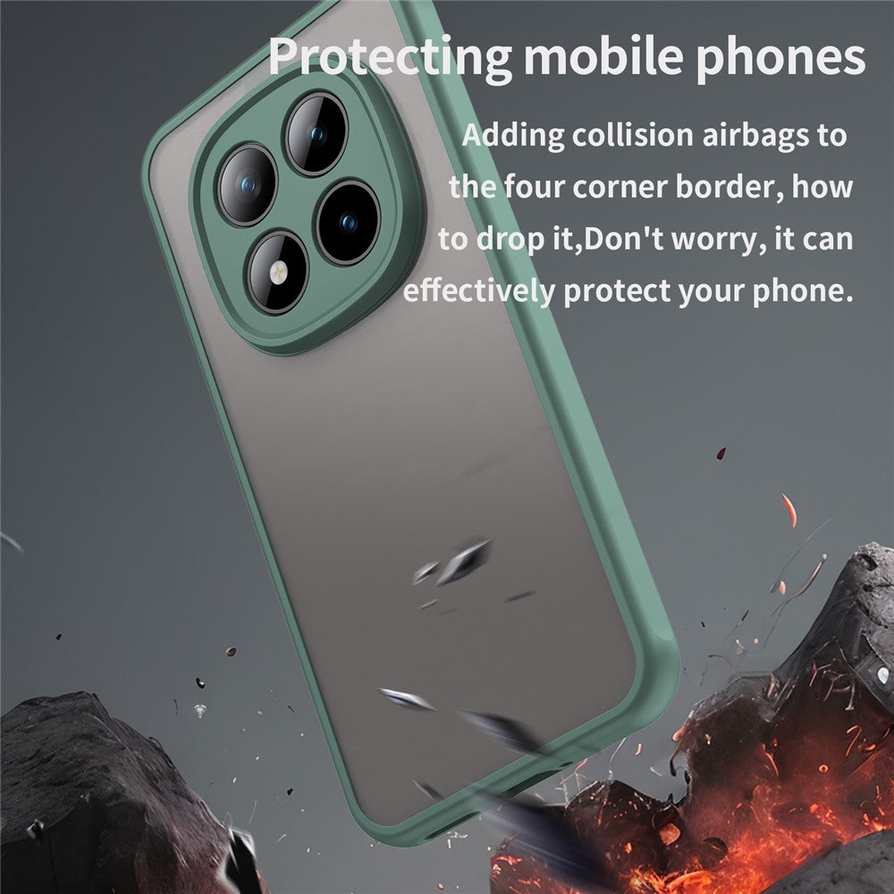Phone Case For Xiaomi Poco M8 Pro 5G  /  Redmi Note 15 Pro+ 5G (Global) Drop Proof Airbags Frosted Translucent PC + TPU Phone Back Cover - Green