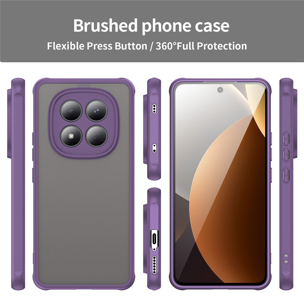 For Xiaomi Redmi Note 15 Pro 5G (Global) Case Drop Proof Airbags Frosted Translucent PC + TPU Phone Back Cover - Purple