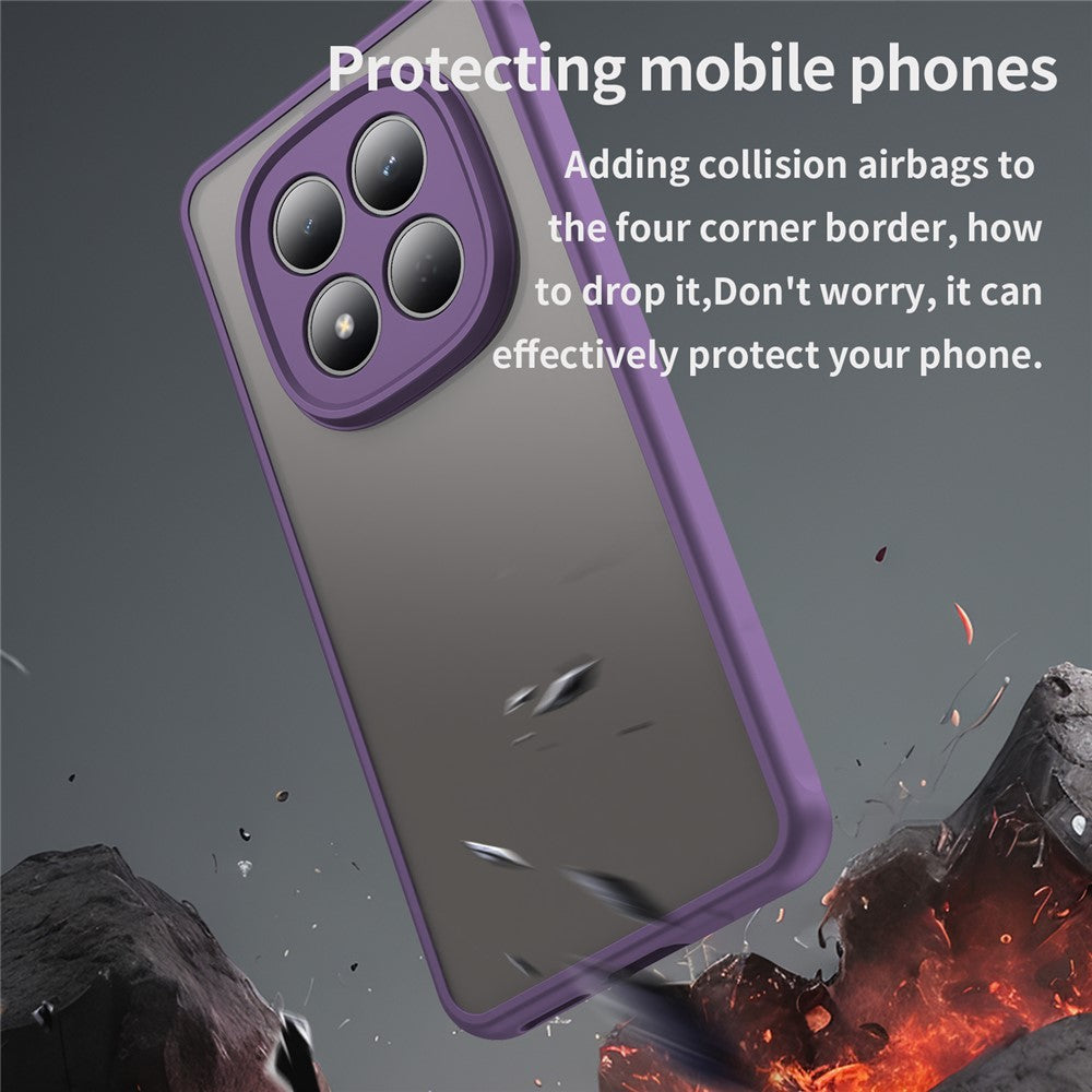 For Xiaomi Redmi Note 15 Pro 5G (Global) Case Drop Proof Airbags Frosted Translucent PC + TPU Phone Back Cover - Purple