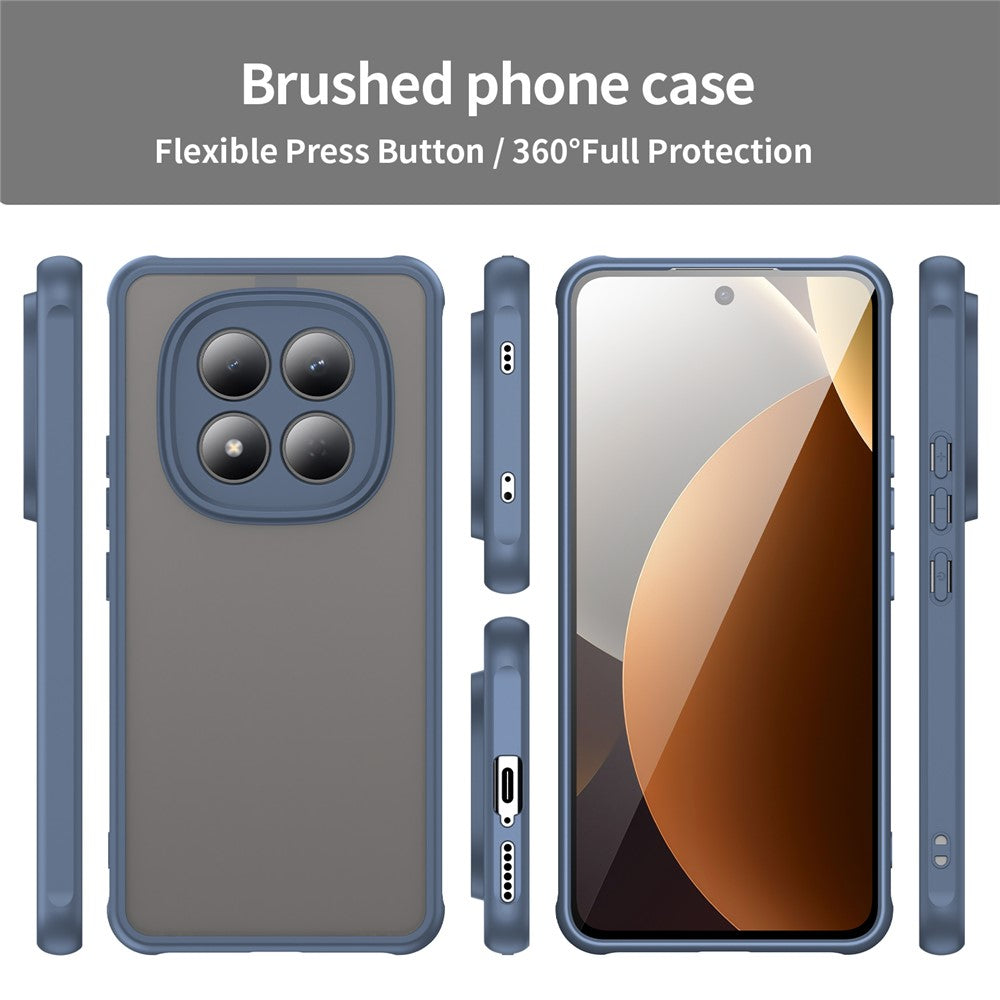 For Xiaomi Redmi Note 15 Pro 5G (Global) Case Drop Proof Airbags Frosted Translucent PC + TPU Phone Back Cover - Blue
