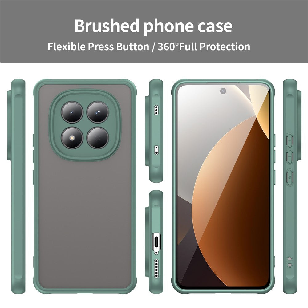 For Xiaomi Redmi Note 15 Pro 5G (Global) Case Drop Proof Airbags Frosted Translucent PC + TPU Phone Back Cover - Green