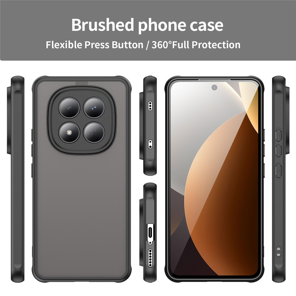 For Xiaomi Redmi Note 15 Pro 4G (Global) Case Drop Proof Airbags Frosted Translucent PC + TPU Phone Back Cover - Black