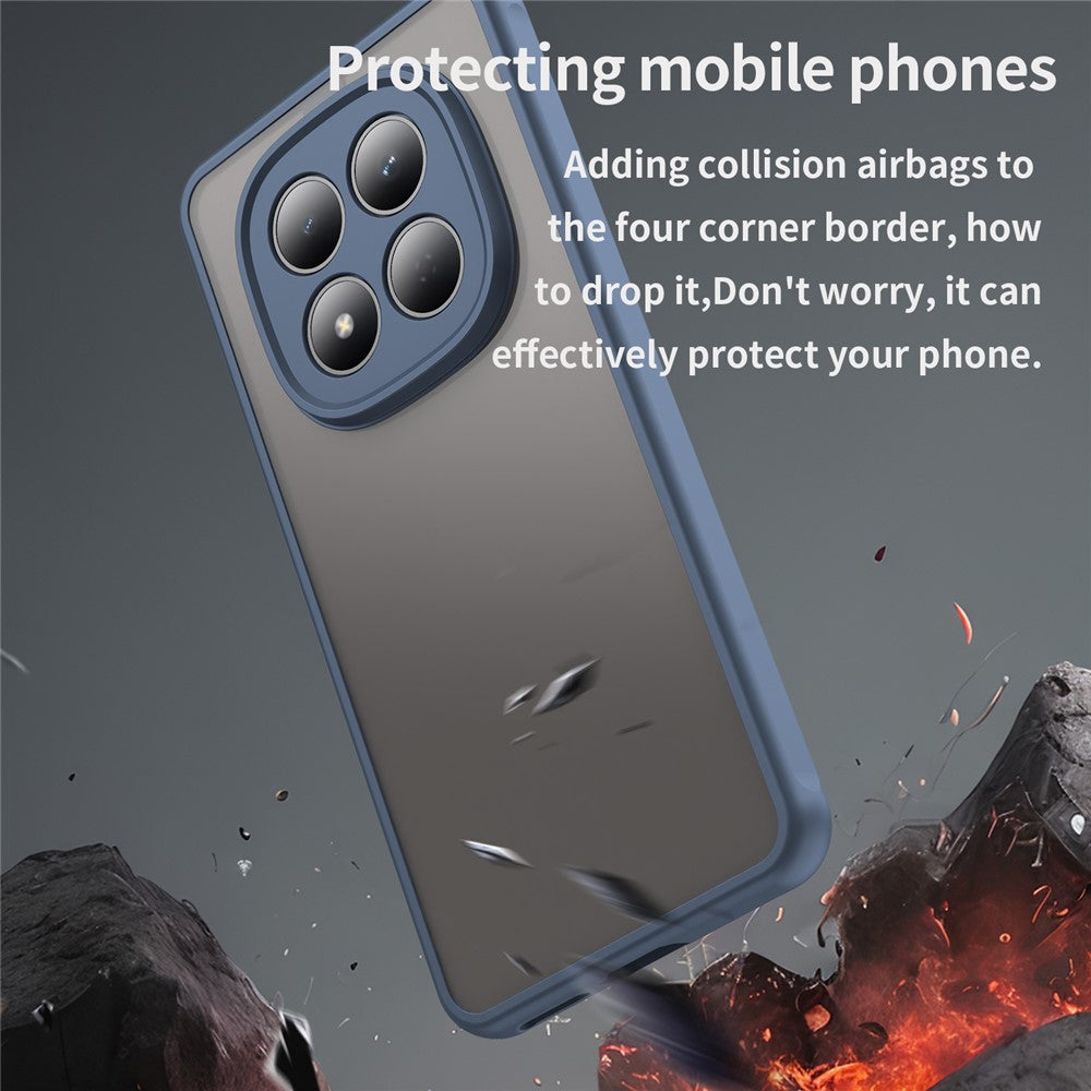 For Xiaomi Redmi Note 15 Pro 4G (Global) Case Drop Proof Airbags Frosted Translucent PC + TPU Phone Back Cover - Blue