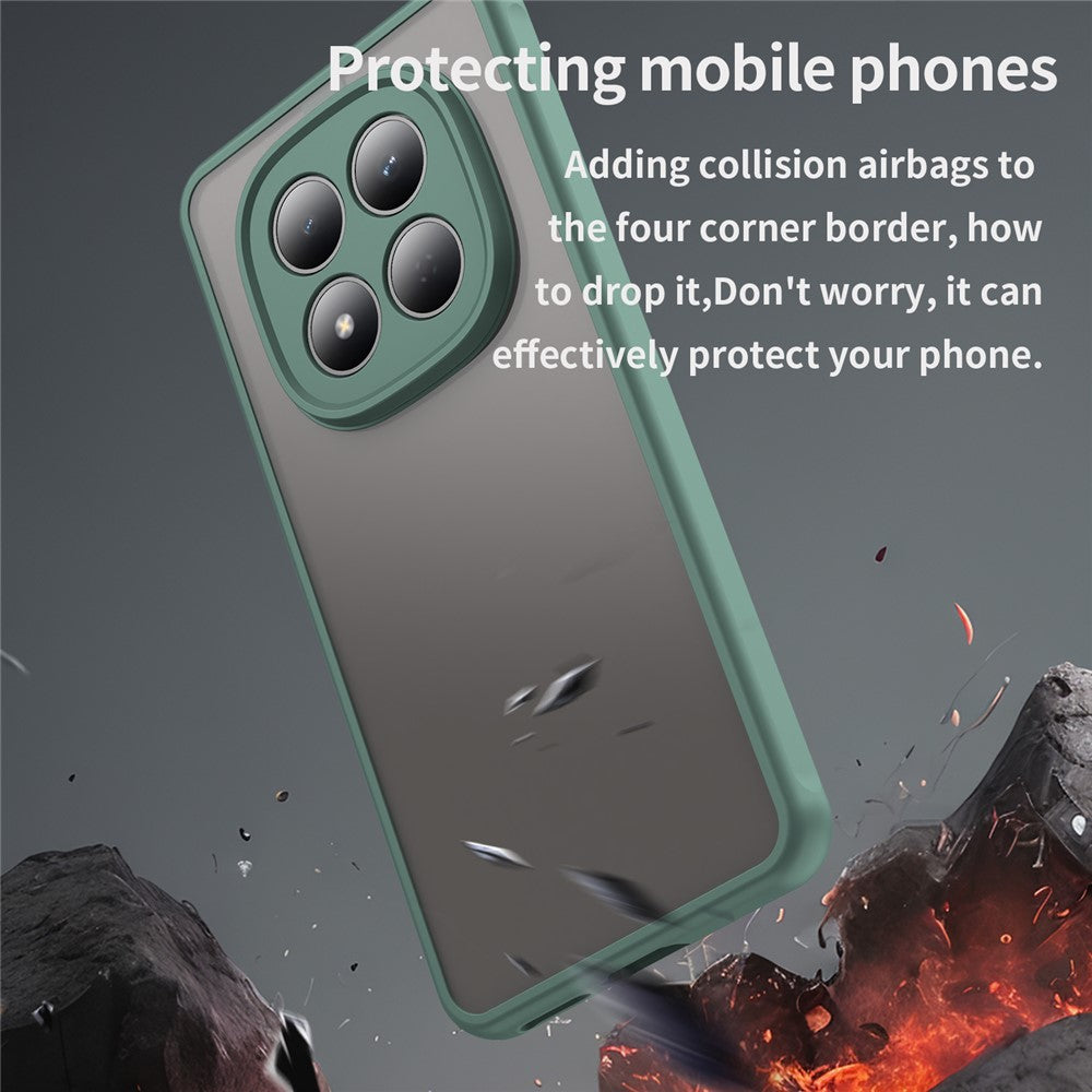 For Xiaomi Redmi Note 15 Pro 4G (Global) Case Drop Proof Airbags Frosted Translucent PC + TPU Phone Back Cover - Green