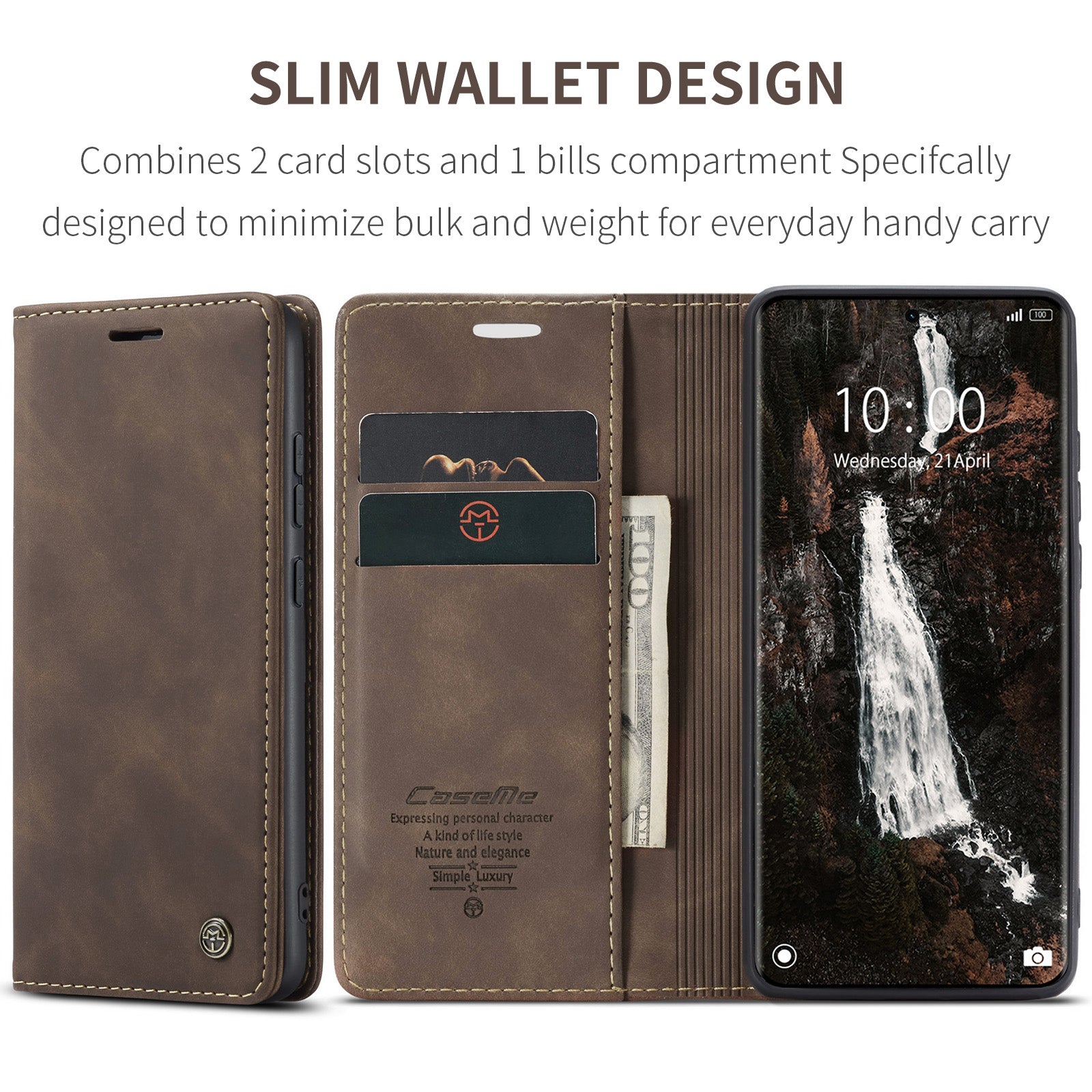 For Xiaomi Redmi Note 15 5G (Global) / Xiaomi Poco M8 5G / Xiaomi Redmi Note 15 4G (Global) Wallet Case CASEME 013 Series PU Leather Phone Cover Stand - Coffee