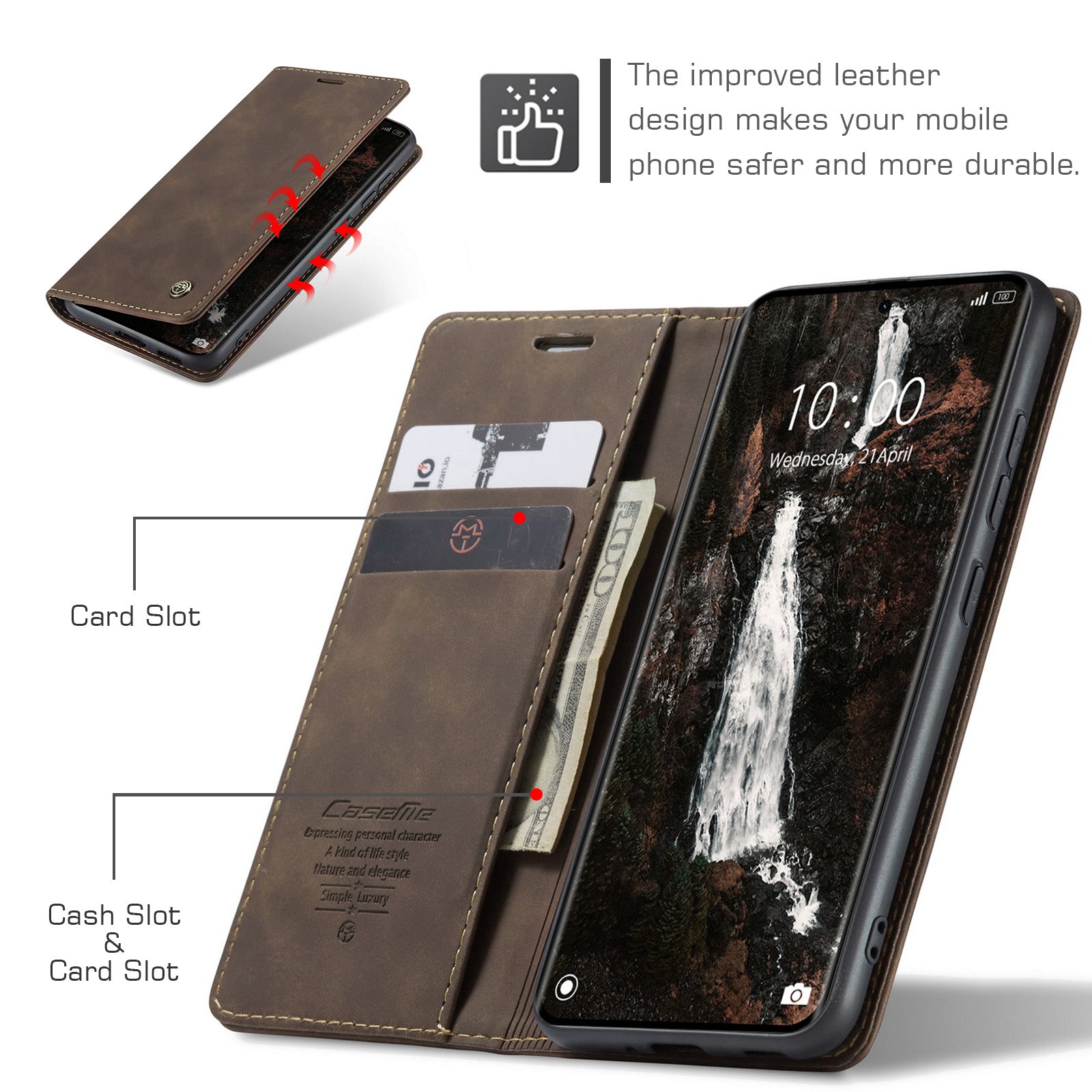 For Xiaomi Redmi Note 15 5G (Global) / Xiaomi Poco M8 5G / Xiaomi Redmi Note 15 4G (Global) Wallet Case CASEME 013 Series PU Leather Phone Cover Stand - Coffee