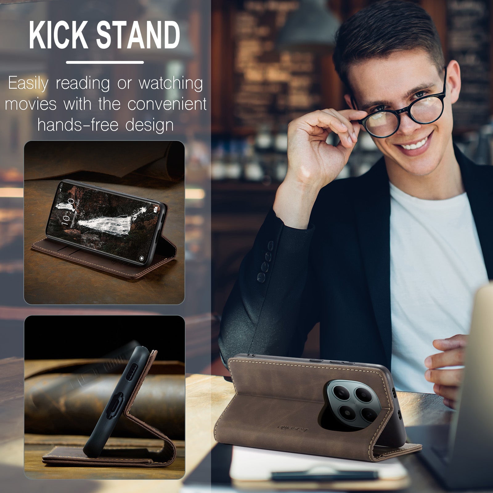 For Xiaomi Redmi Note 15 5G (Global) / Xiaomi Poco M8 5G / Xiaomi Redmi Note 15 4G (Global) Wallet Case CASEME 013 Series PU Leather Phone Cover Stand - Coffee