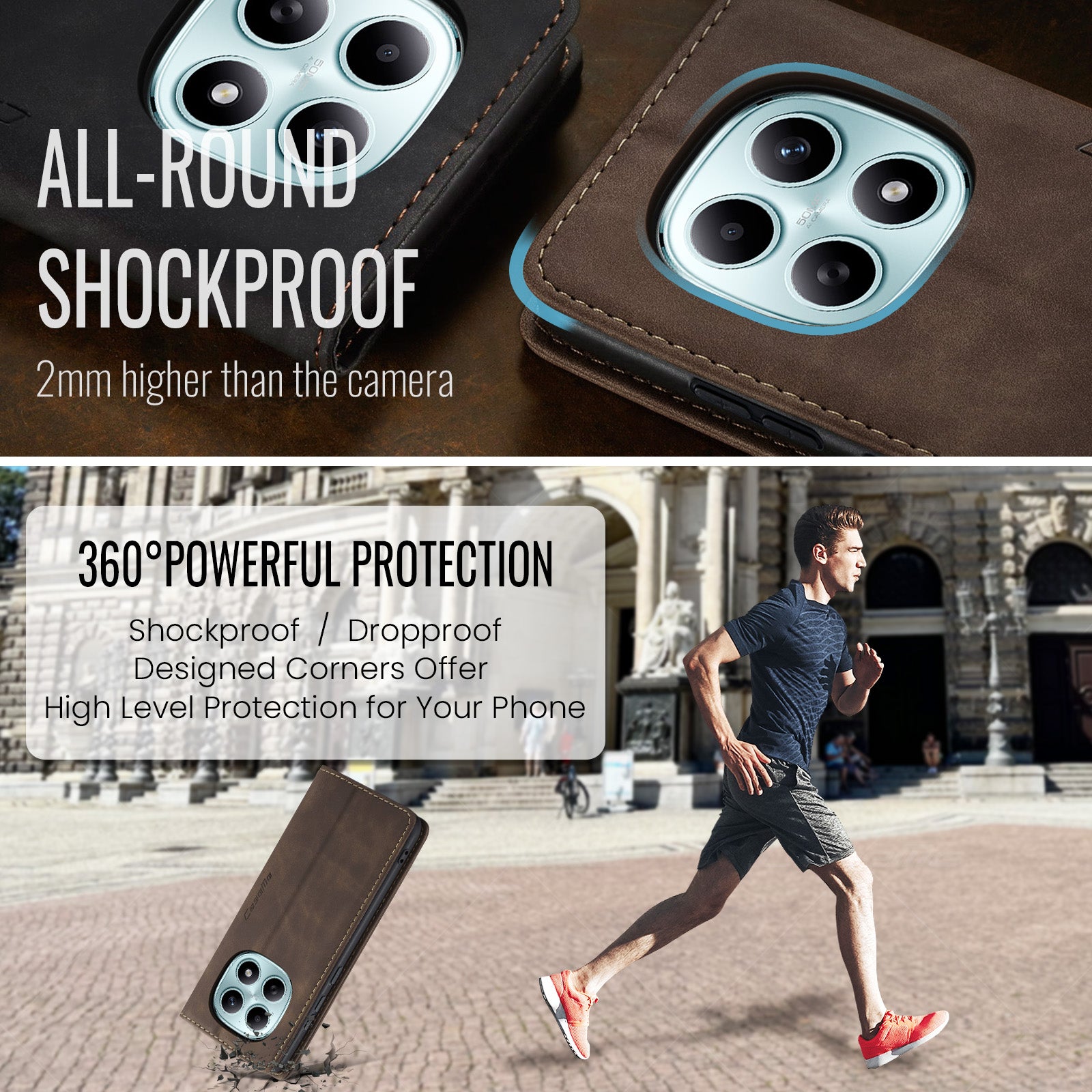 For Xiaomi Redmi Note 15 5G (Global) / Xiaomi Poco M8 5G / Xiaomi Redmi Note 15 4G (Global) Wallet Case CASEME 013 Series PU Leather Phone Cover Stand - Coffee