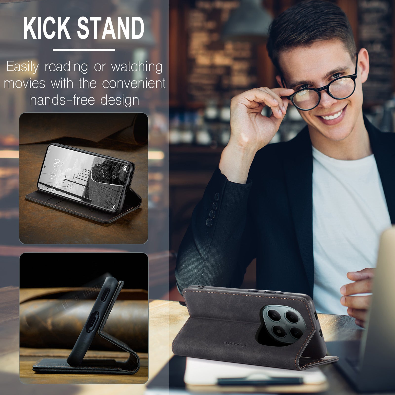 For Xiaomi Redmi Note 15 5G (Global) / Xiaomi Poco M8 5G / Xiaomi Redmi Note 15 4G (Global) Wallet Case CASEME 013 Series PU Leather Phone Cover Stand - Black