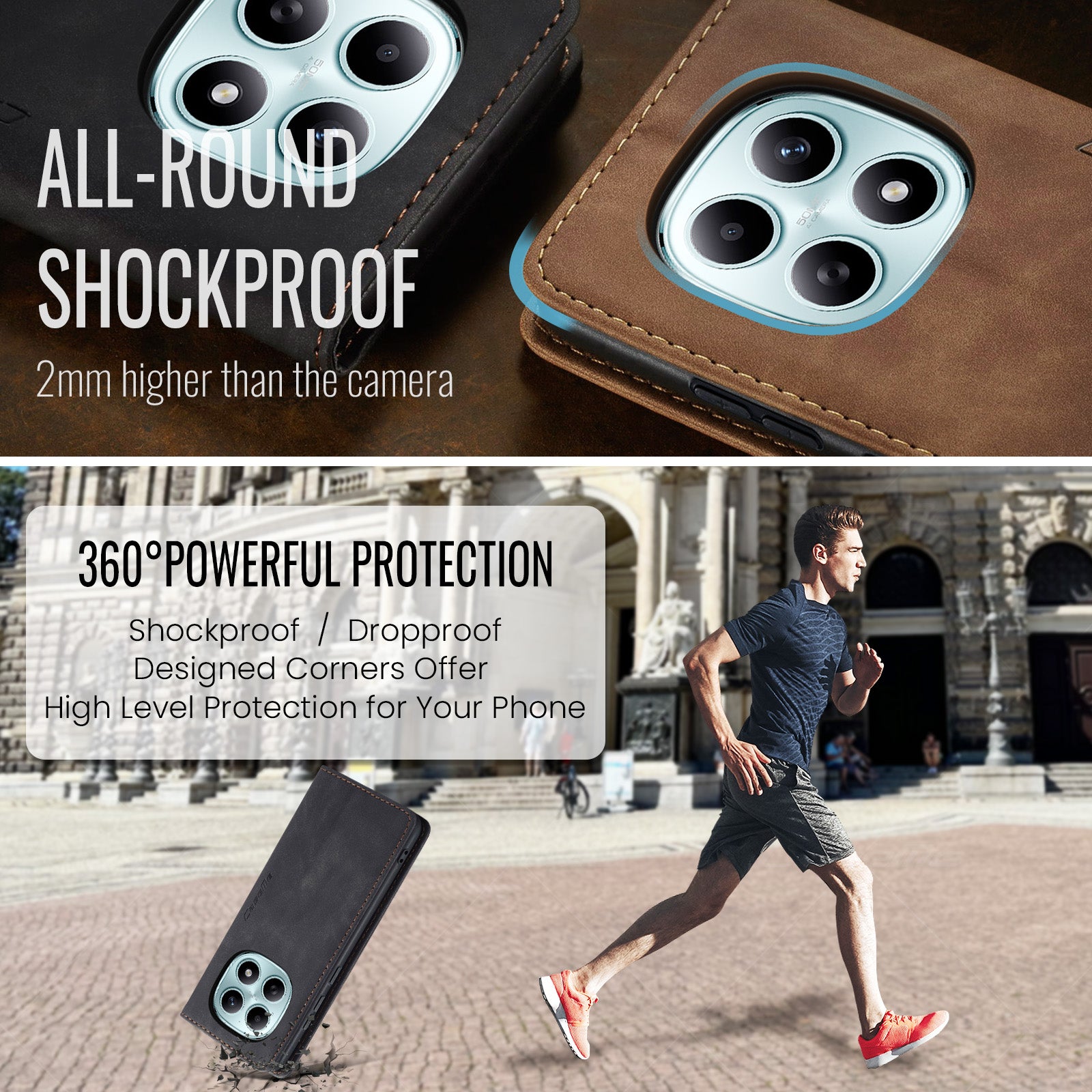 For Xiaomi Redmi Note 15 5G (Global) / Xiaomi Poco M8 5G / Xiaomi Redmi Note 15 4G (Global) Wallet Case CASEME 013 Series PU Leather Phone Cover Stand - Black