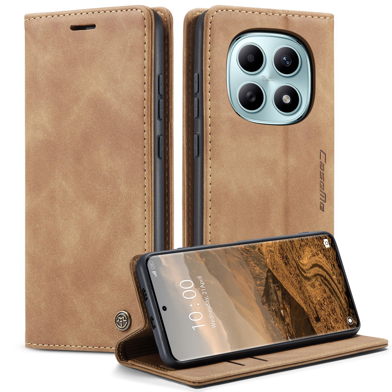 For Xiaomi Redmi Note 15 5G (Global) / Xiaomi Poco M8 5G / Xiaomi Redmi Note 15 4G (Global) Wallet Case CASEME 013 Series PU Leather Phone Cover Stand - Brown