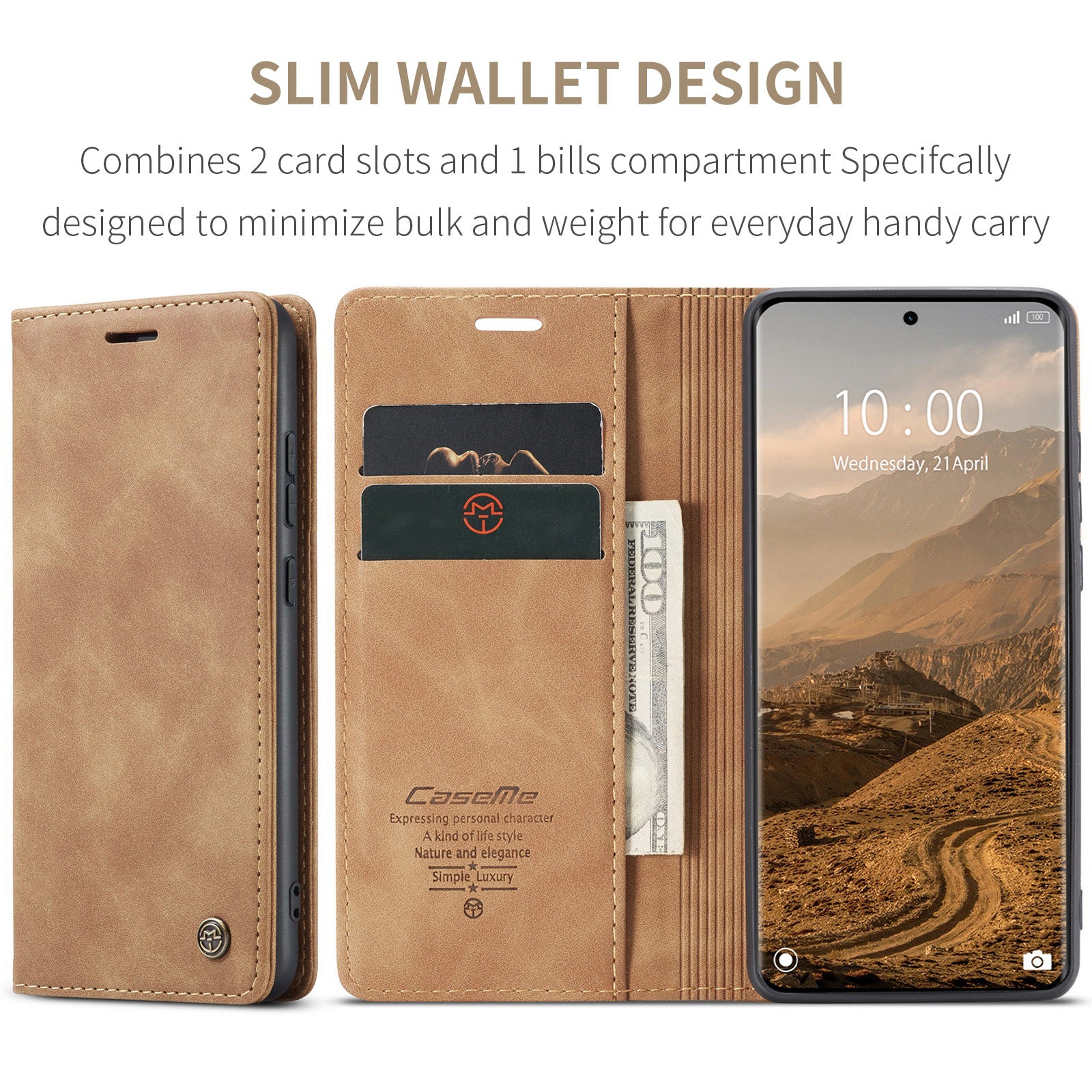 For Xiaomi Redmi Note 15 5G (Global) / Xiaomi Poco M8 5G / Xiaomi Redmi Note 15 4G (Global) Wallet Case CASEME 013 Series PU Leather Phone Cover Stand - Brown