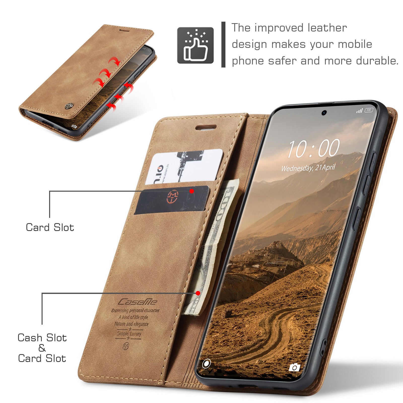 For Xiaomi Redmi Note 15 5G (Global) / Xiaomi Poco M8 5G / Xiaomi Redmi Note 15 4G (Global) Wallet Case CASEME 013 Series PU Leather Phone Cover Stand - Brown
