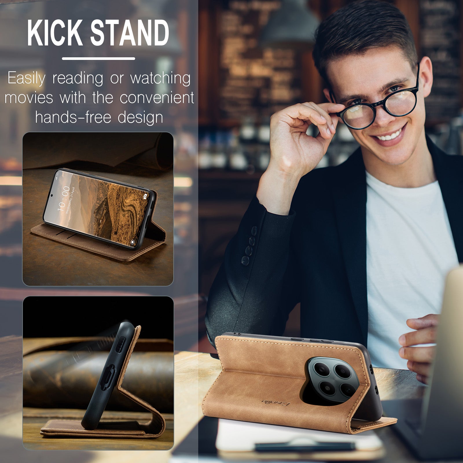 For Xiaomi Redmi Note 15 5G (Global) / Xiaomi Poco M8 5G / Xiaomi Redmi Note 15 4G (Global) Wallet Case CASEME 013 Series PU Leather Phone Cover Stand - Brown