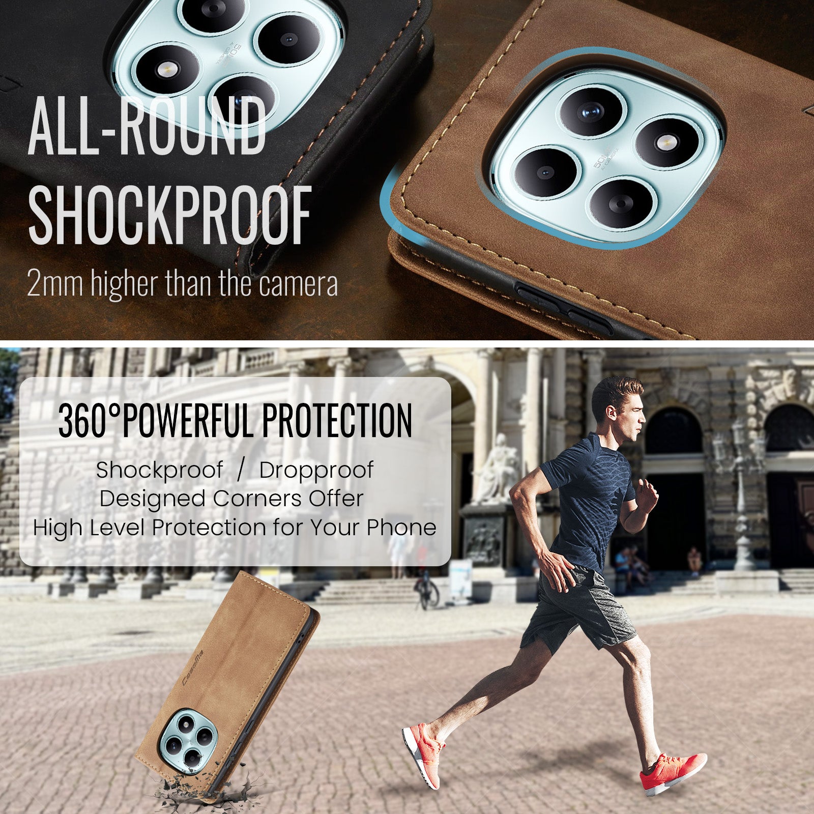 For Xiaomi Redmi Note 15 5G (Global) / Xiaomi Poco M8 5G / Xiaomi Redmi Note 15 4G (Global) Wallet Case CASEME 013 Series PU Leather Phone Cover Stand - Brown
