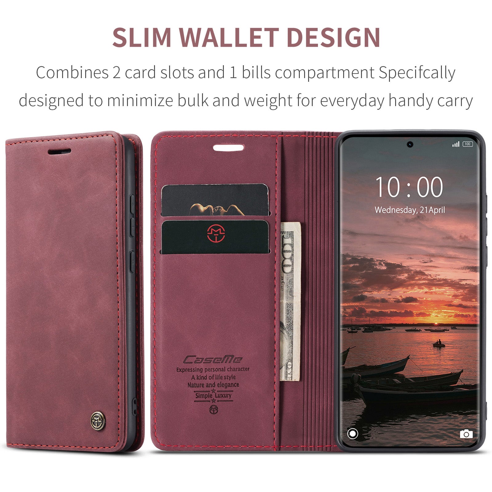 For Xiaomi Redmi Note 15 5G (Global) / Xiaomi Poco M8 5G / Xiaomi Redmi Note 15 4G (Global) Wallet Case CASEME 013 Series PU Leather Phone Cover Stand - Red