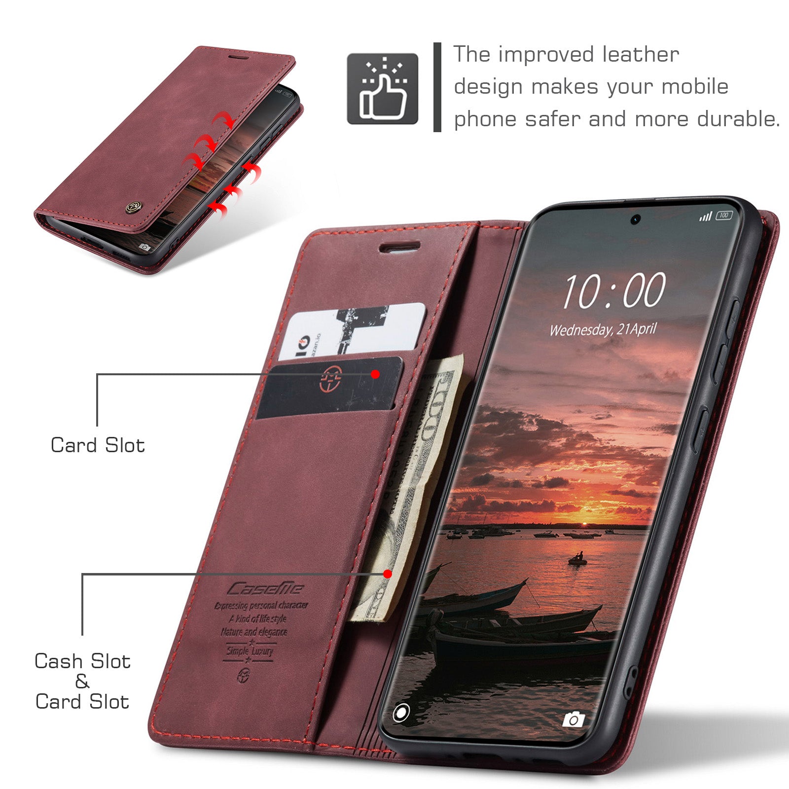 For Xiaomi Redmi Note 15 5G (Global) / Xiaomi Poco M8 5G / Xiaomi Redmi Note 15 4G (Global) Wallet Case CASEME 013 Series PU Leather Phone Cover Stand - Red
