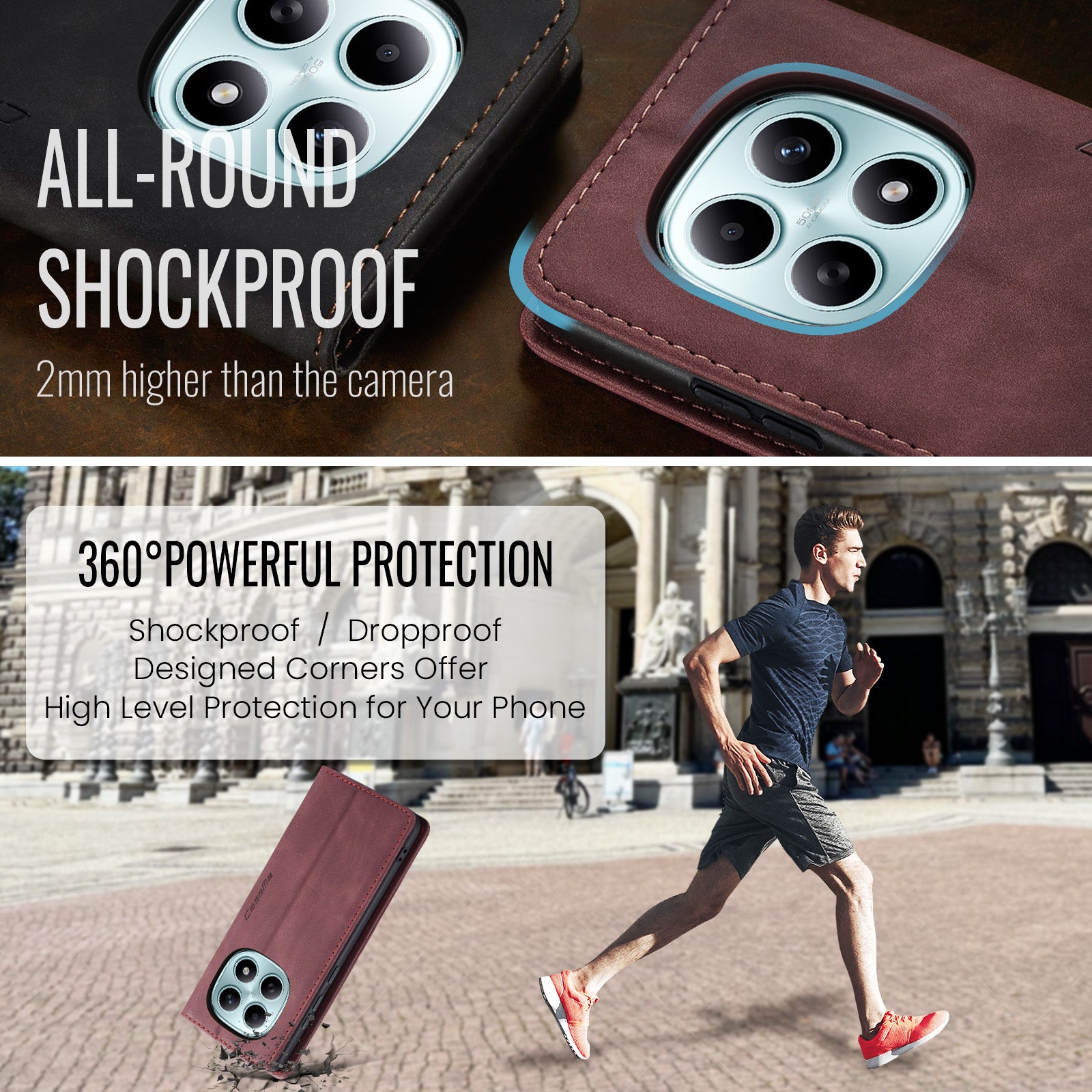 For Xiaomi Redmi Note 15 5G (Global) / Xiaomi Poco M8 5G / Xiaomi Redmi Note 15 4G (Global) Wallet Case CASEME 013 Series PU Leather Phone Cover Stand - Red